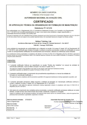 Certificate 147(1)